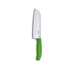Nůž Victorinox Santoku s vroubky - zelený 17 cm